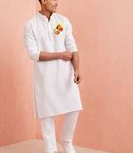 Creations men's white cotton kurta pyjama set | hanuman jayanti special | festive ethnic wear