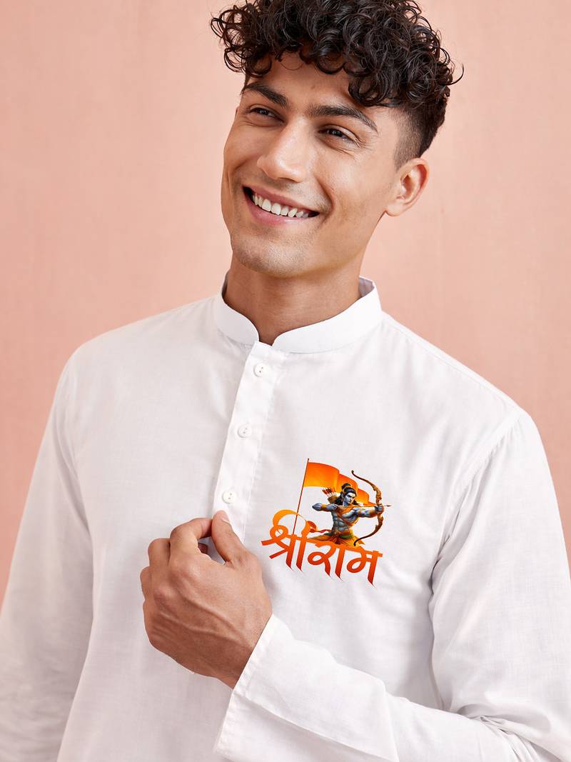 Creations men's white cotton kurta pyjama | ram special edition |  festive traditional wear