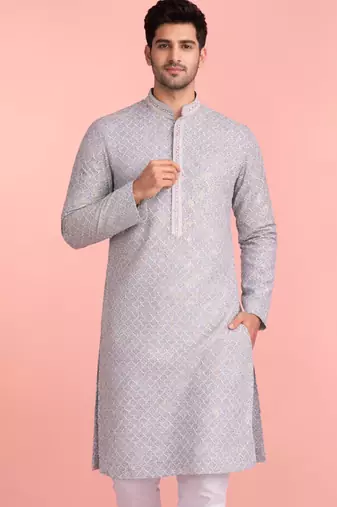 aqua rayon kurta for men with sequin embroidery