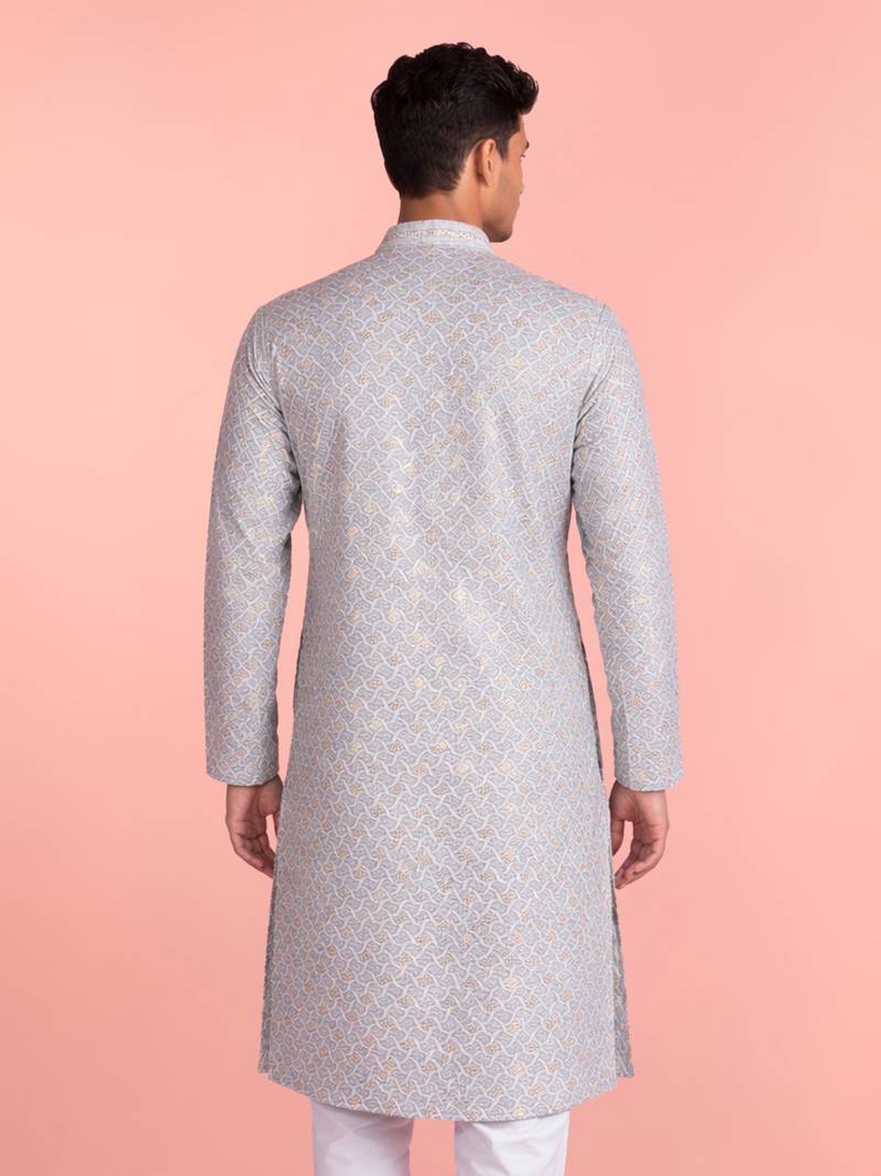 aqua rayon kurta for men with sequin embroidery