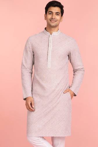 men's onion rayon kurta with sequin embroidered design