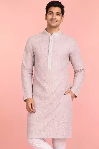 Men onion rayon sequin embroidered kurta