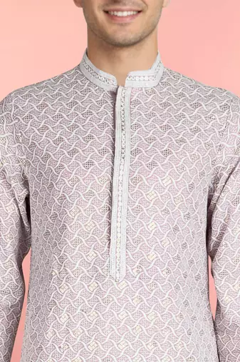 men's onion rayon kurta with sequin embroidered design