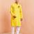 yellow cotton kurta set with hanumanji printed detail