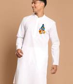hanuman jayanti celebration white cotton kurta for men