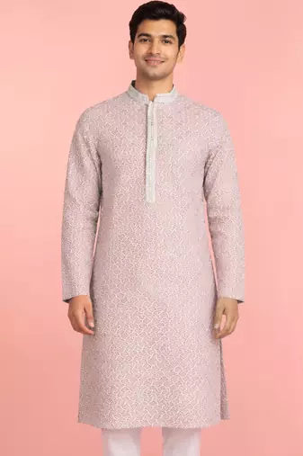 men's onion rayon kurta with sequin embroidered design