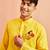 yellow cotton kurta set with hanumanji printed detail