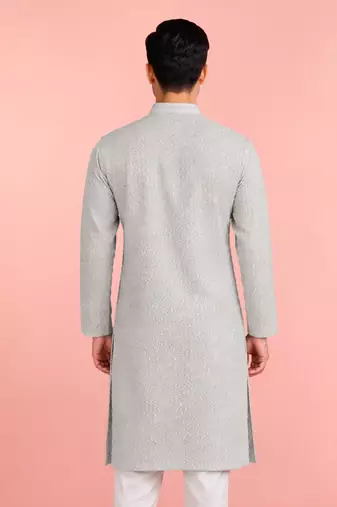 men's mint green rayon kurta with sequin embroidery