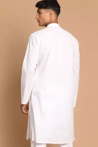 hanuman jayanti celebration white cotton kurta for men
