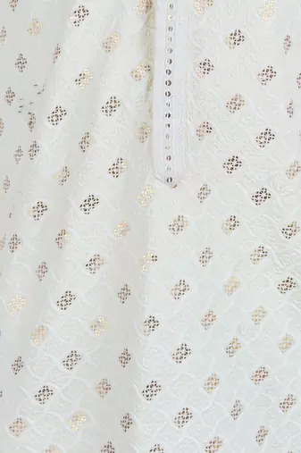 cream rayon kurta for men with sequin embroidery