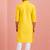 yellow cotton kurta set with hanumanji printed detail