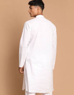 men's white cotton kurta with shri ram chest print 4