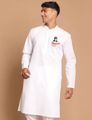 hanuman jayanti white cotton kurta for men 1