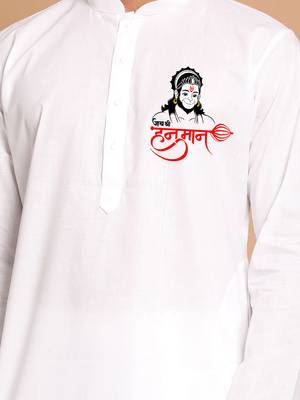 hanuman jayanti white cotton kurta for men 2