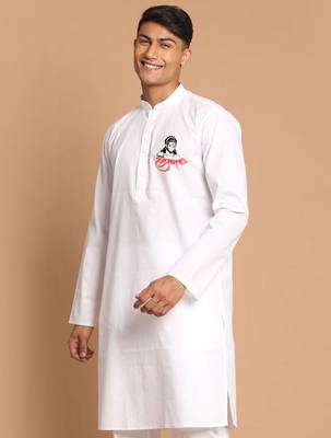 hanuman jayanti white cotton kurta for men 3