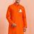 men's orange cotton kurta with hanuman jayanti print