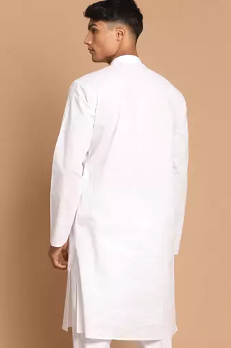men's white cotton kurta with hanuman jayanti print