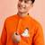 men's orange cotton kurta with hanuman jayanti print