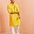 yellow cotton kurta set with hanumanji printed design