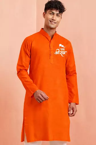 orange cotton ram hanuman jayanti kurta men 