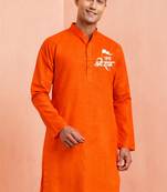 orange cotton ram hanuman jayanti kurta men 