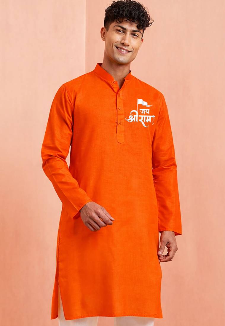 orange cotton ram hanuman jayanti kurta men 