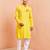 yellow cotton kurta set with shri ram front design
