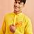 yellow cotton kurta set with shri ram front design