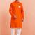 men's orange cotton kurta with hanuman jayanti print
