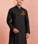 men's black ram print hanuman kurta festive