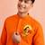 men's orange cotton kurta hanuman jayanti print 
