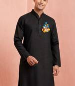 men's black kurta hanuman jayanti cotton print
