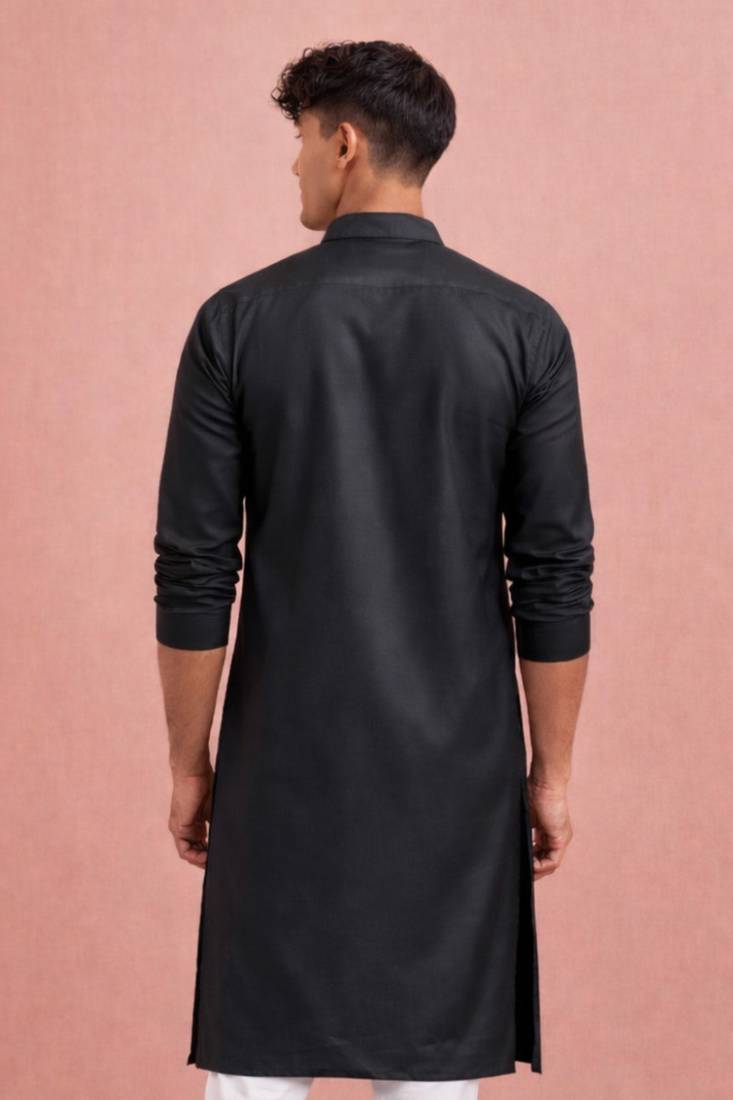 black cotton kurta hanuman print men ethnic