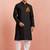 black cotton kurta hanuman print men ethnic