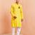 yellow cotton kurta set with hanumanji chest print