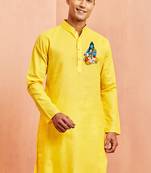 men's yellow cotton hanuman jayanti kurta
