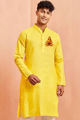 men's yellow hanuman jayanti kurta cotton