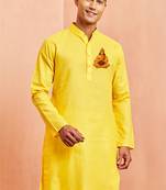 men's yellow hanuman jayanti kurta cotton