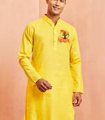 men's yellow ram hanuman jayanti kurta print 