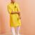 yellow cotton kurta set with hanumanji chest print