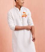 white cotton ram hanuman kurta men stitched