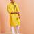 yellow cotton kurta set with hanumanji print