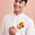 men's white cotton kurta hanuman jayanti print 