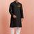 black cotton kurta set with shri ram print