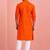 orange cotton mens kurta set with bal hanumanji print