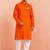 orange cotton kurta set with hanumanji placement print