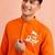 orange cotton kurta set with hanumanji front print