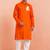 orange cotton kurta set with hanumanji print