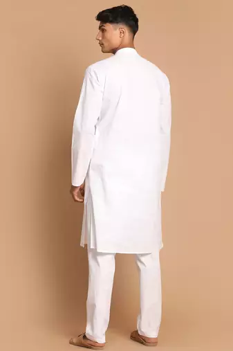 white cotton kurta set with hanumanji graphic print
