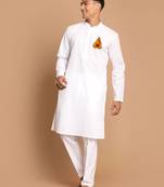 white cotton kurta set with hanumanji printed design